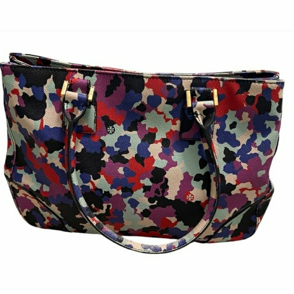 Tory Burch Robinson Floral Print Leather Handbag - Picture 2 of 13